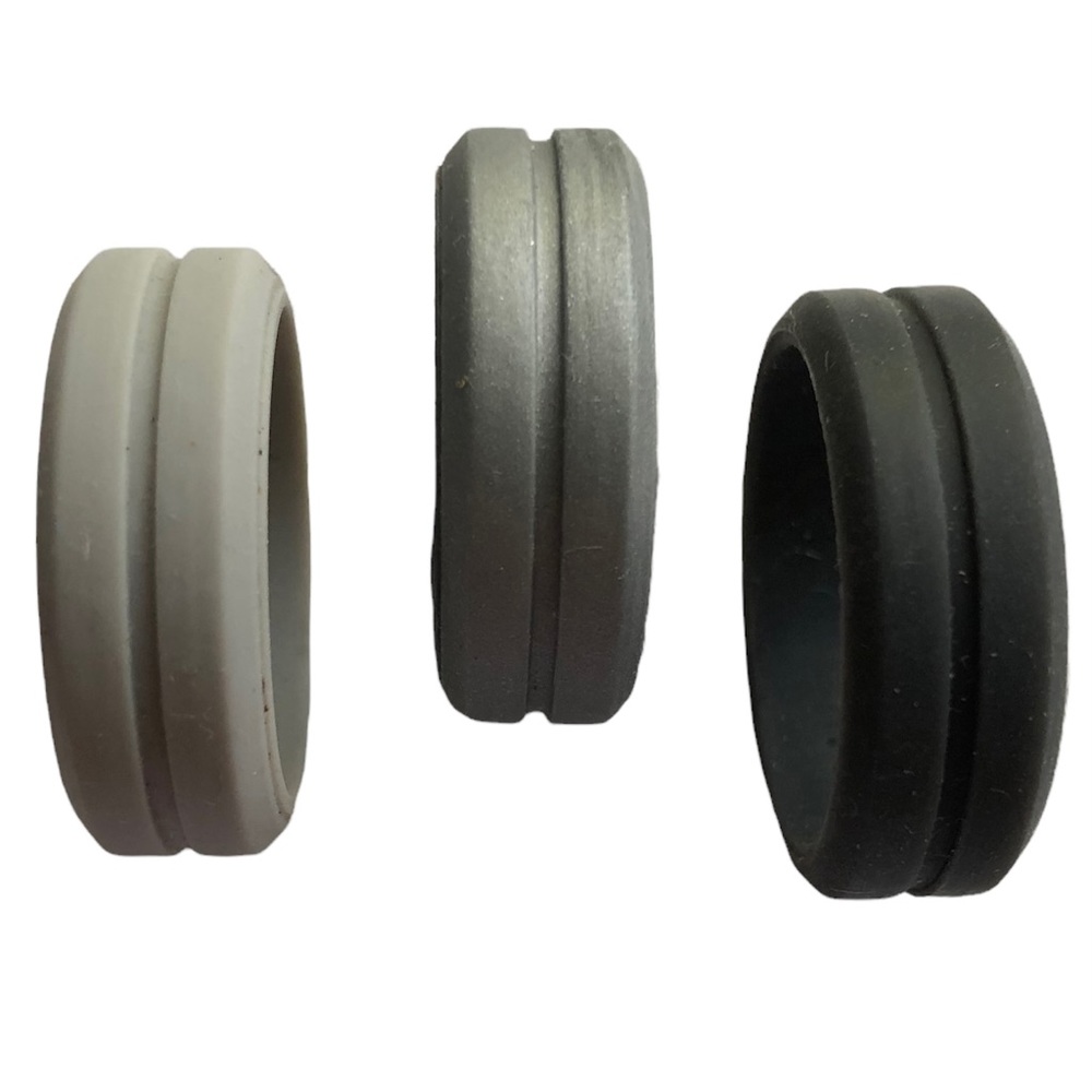 NEW 3 Silicone Rings Wedding Bands Size 11 NEW Gray Silver Charcoal Roqaction - Picture 4 of 9